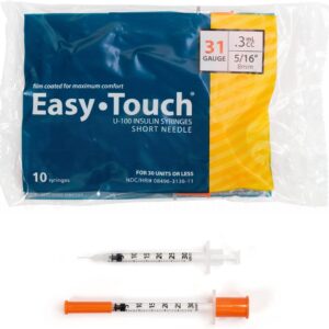 EasyTouch U-100 Insulin Syringes 31G × 5/16 in 0.3 cc (100 count)