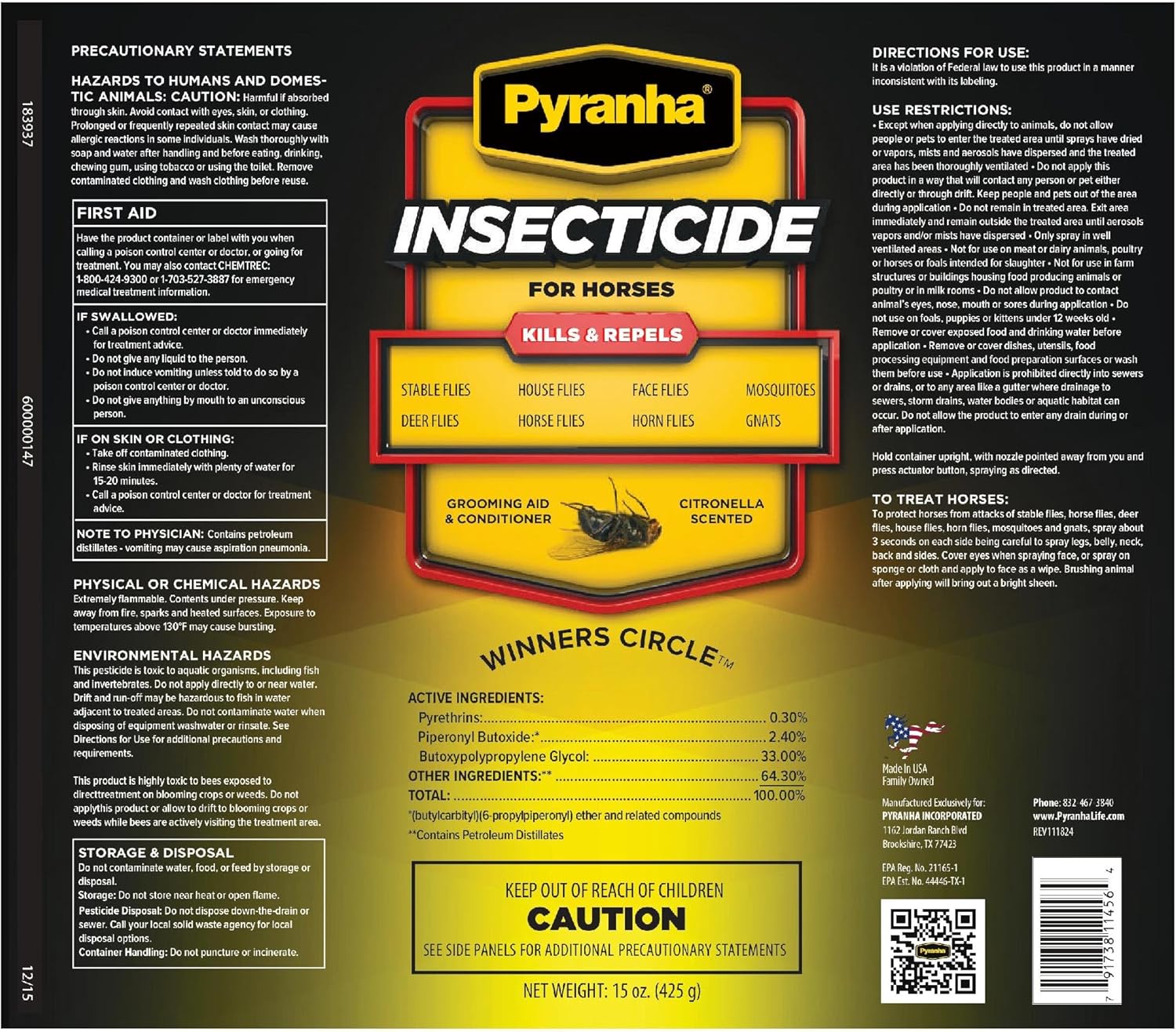 PYRANHA Insecticide Aerosol Fly Spray for Horses - Image 4