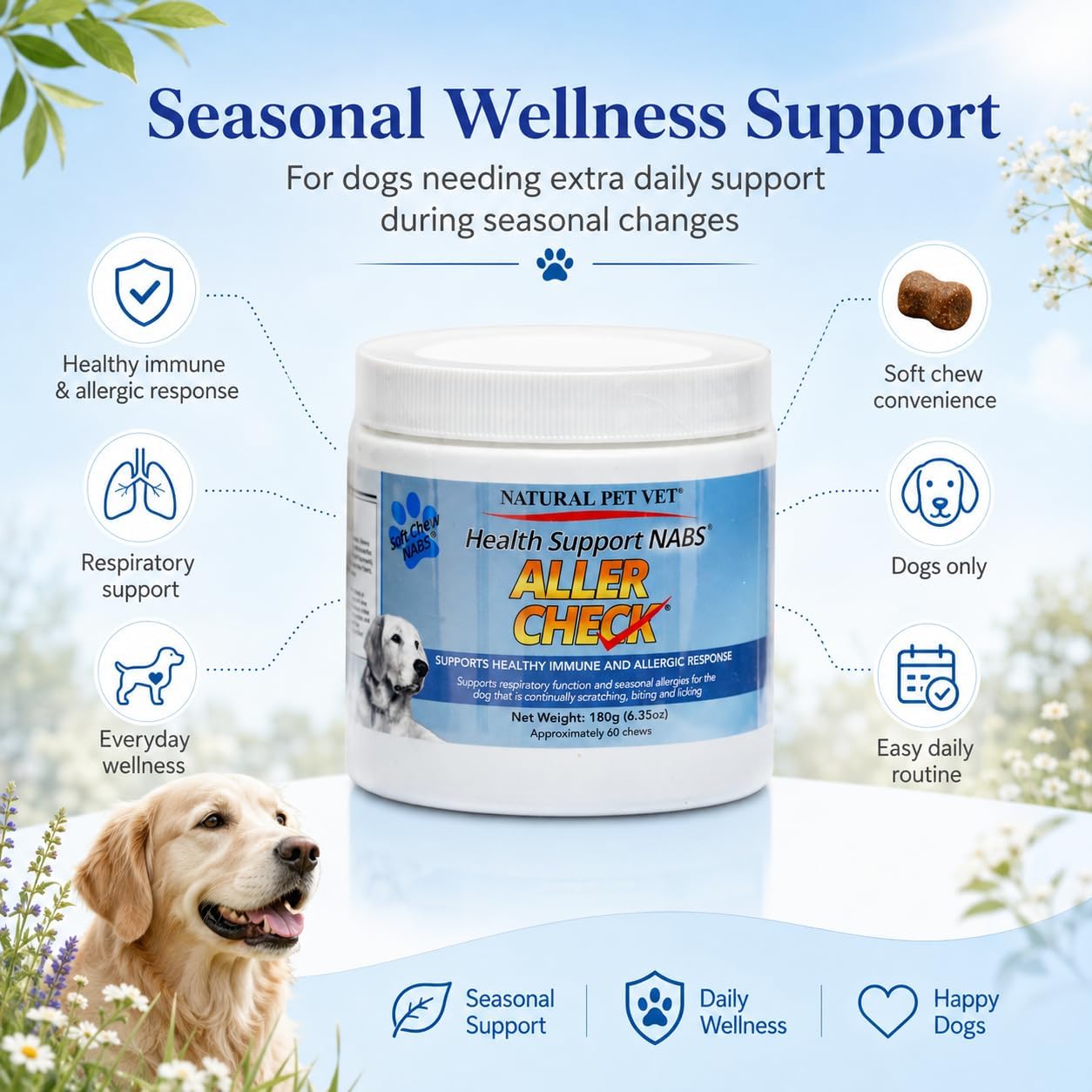 The Natural Pet Vet Aller Check NABS Soft Chews for Dogs, 60 Count - Image 3