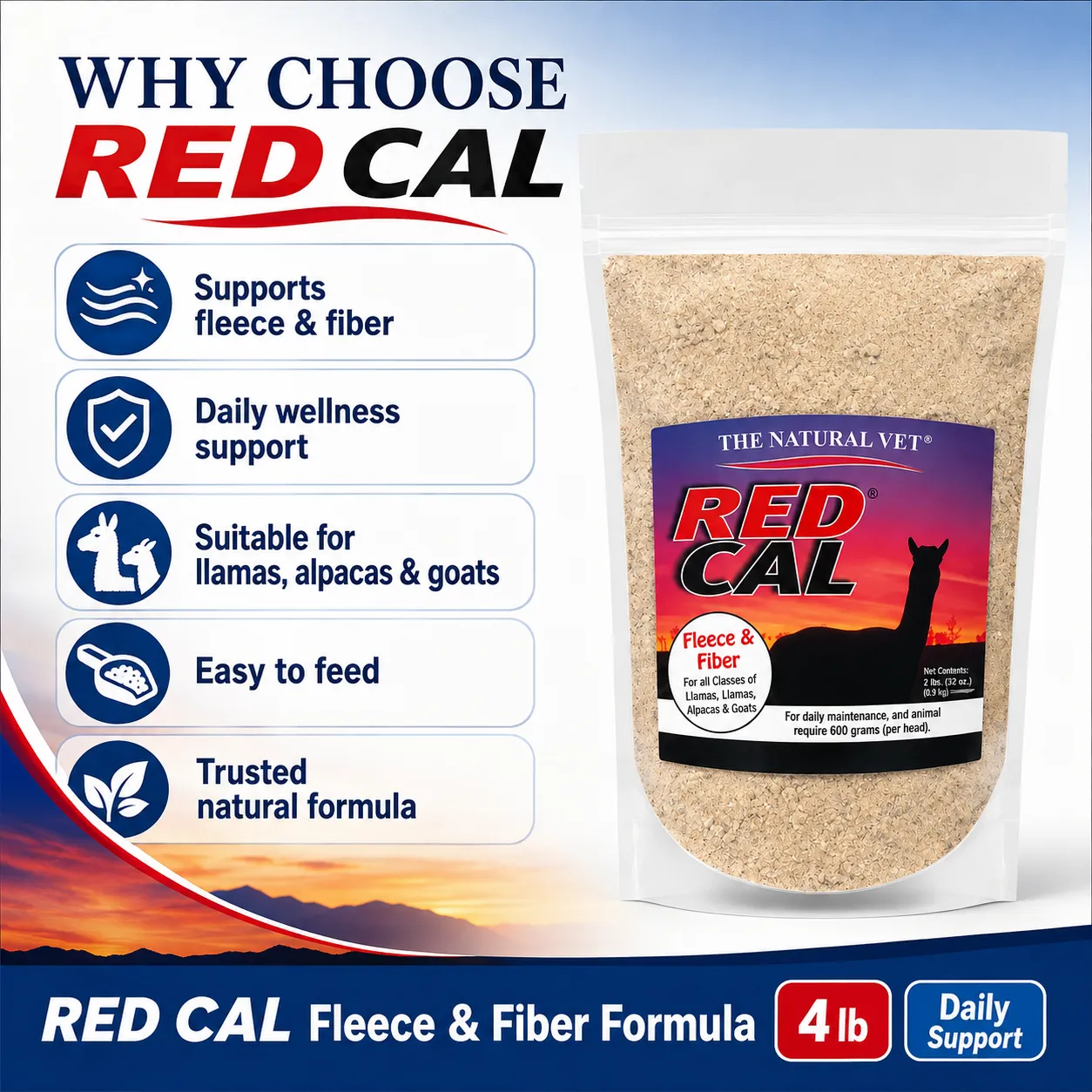 Red Cal Herbal + Fleece & Fiber "PLUS" Formula (4 LB. Size) - Image 3