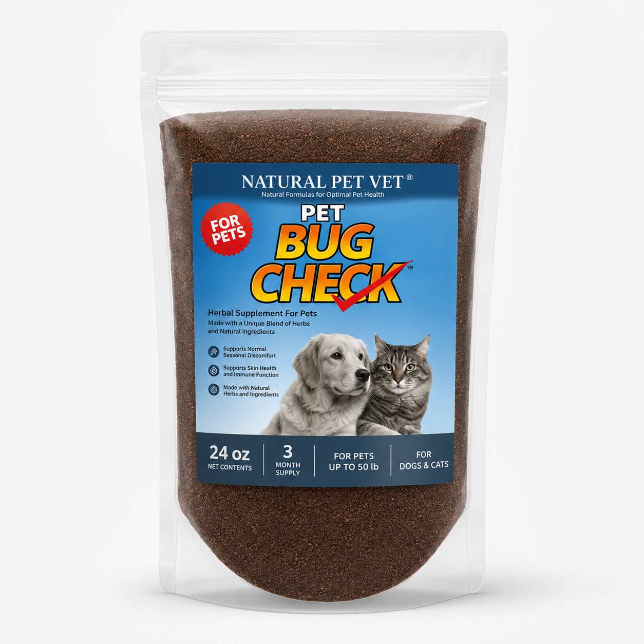 Pet Bug Check – 24 oz | 3-Month Supply for Pets Up to 50 lbs (Medium Breed) | Free Shipping