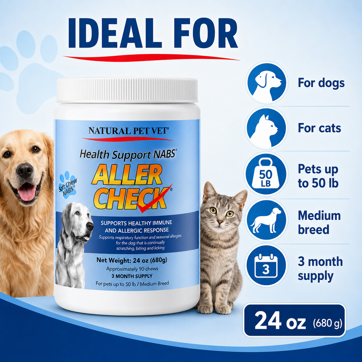 Pet Aller Check – 24 oz | 3-Month Supply for Pets Up to 50 lbs (Medium Breed) - Image 3
